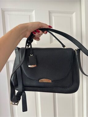 kate spade Black Pebbled Leather Top-Handle Satchel with Gold Hardware